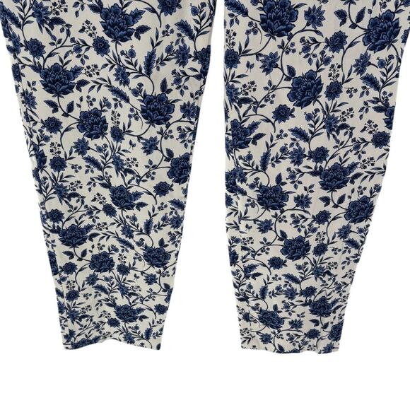 Talbots Blue Floral Chatham Ankle White Cotton Pants - Picture 6 of 12
